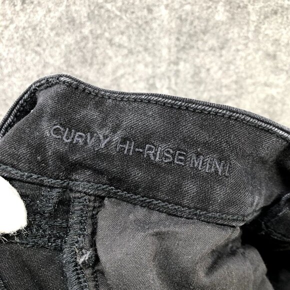 American Eagle Curvy Hi Rise Mini Jean Skirt Size 0 Next Level Stretch Black - Picture 10 of 10